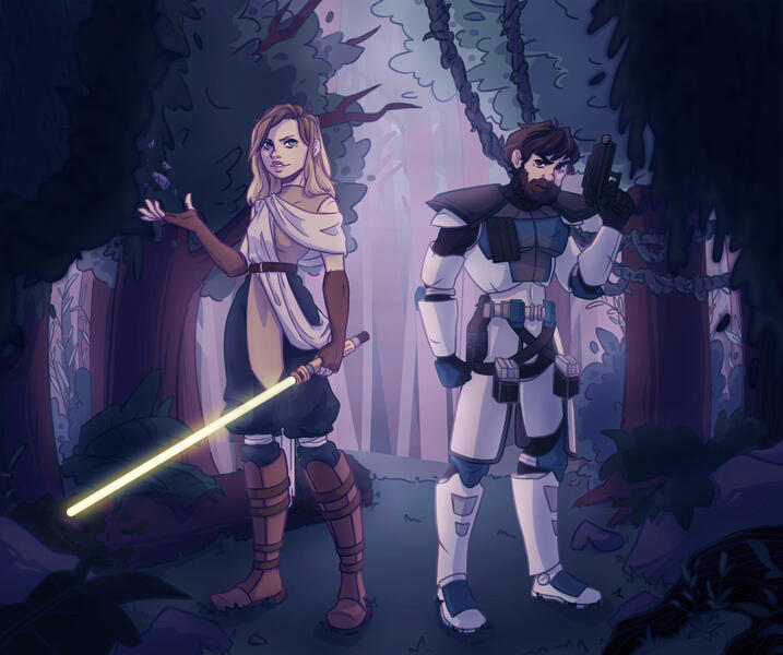 Shaded full colour, complex BG